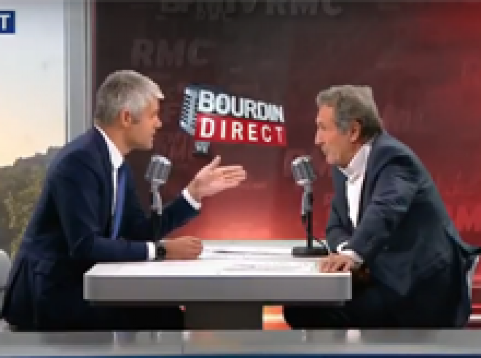 Laurent Wauquiez face à Jean-Jacques Bourdin mercredi 20 septembre